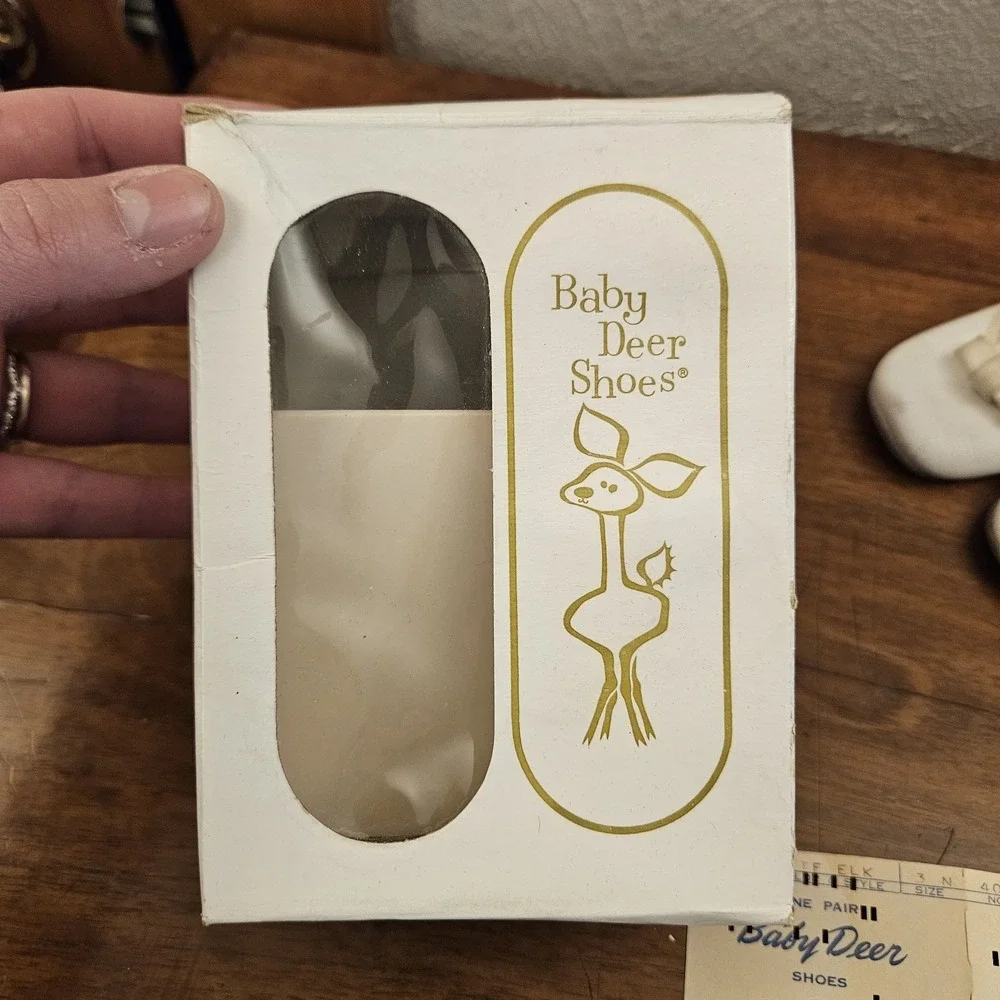 Vintage Baby Deer Soft Soles 3N Baby Shoes Original Box Infant‎ White READ